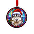 Alaskan Malamute in Santa Hat Suncatcher Decoration